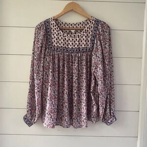 Peasant Boho Blouse Top with Puff Sleeves Gap Women's Small